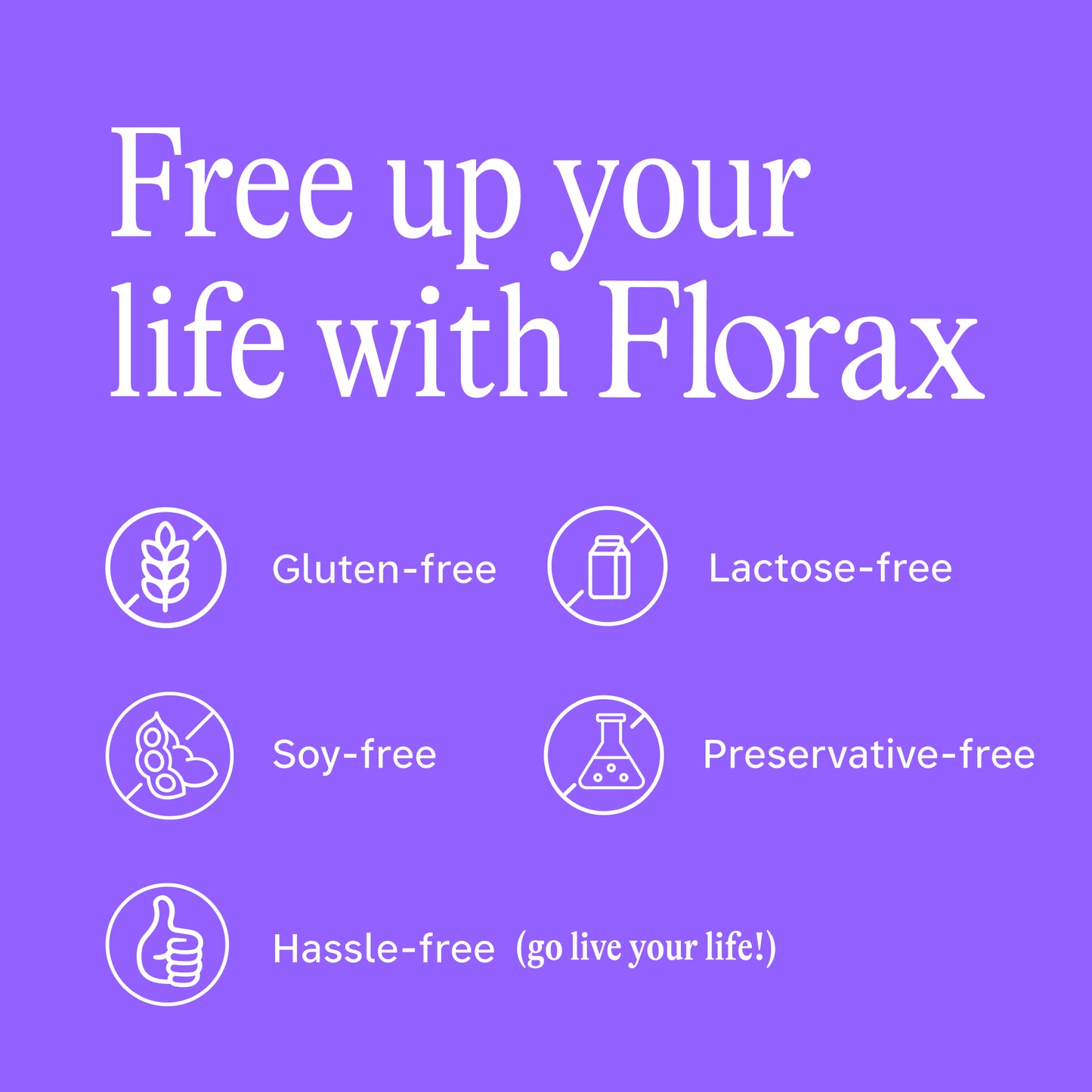 Florax - Liquid Probiotic - Grape Flavor - On-the-go Gut Support for Women, Men, and Children - 5 Vials