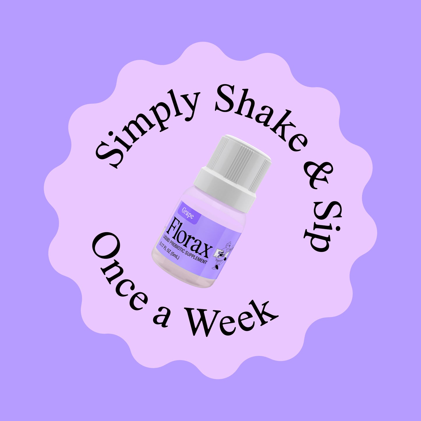 Florax - Liquid Probiotic - Grape Flavor - On-the-go Gut Support for Women, Men, and Children - 5 Vials