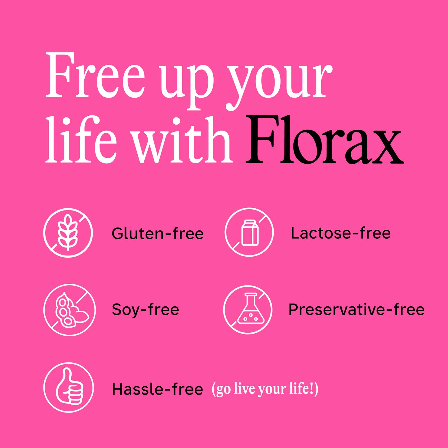 Florax - Liquid Probiotic - Raspberry Flavor - On-the-go Gut Support for Women, Men, and Children - 5 Vials